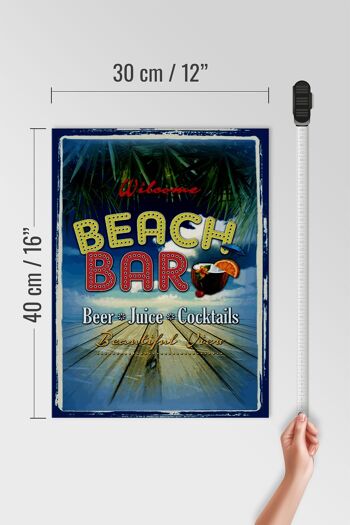 Panneau en bois indiquant 30x40cm Wilcome Beach Bar Beer Juice 4