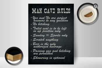 Panneau en bois disant 30x40cm Man Cave Rules Men Rules 2