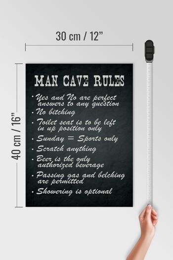 Panneau en bois disant 30x40cm Man Cave Rules Men Rules 4
