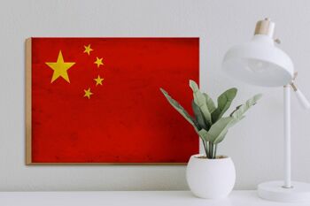 Drapeau en bois 40x30cm, drapeau chinois, décoration murale 3