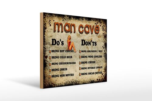 Holzschild Spruch 40x30cm Man Cave Do´s Don´ts