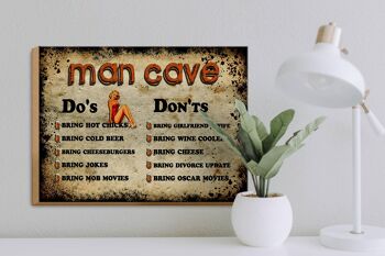 Panneau en bois indiquant 40x30cm Man Cave Do's Don'ts 3