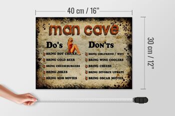 Panneau en bois indiquant 40x30cm Man Cave Do's Don'ts 4