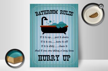 Panneau en bois indiquant les règles de la salle de bain de 30 x 40 cm si elle est installée 2