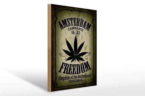 Holzschild Cannabis 30x40cm Amsterdam freedom Kingdom