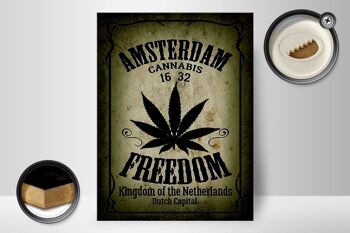 Panneau en bois cannabis 30x40cm Amsterdam Freedom Kingdom 2