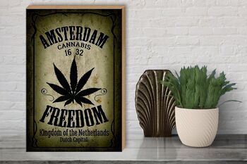 Panneau en bois cannabis 30x40cm Amsterdam Freedom Kingdom 3