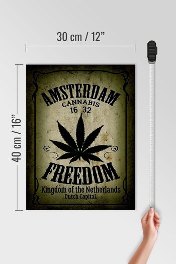 Panneau en bois cannabis 30x40cm Amsterdam Freedom Kingdom 4