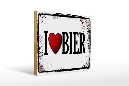 Holzschild 40x30cm i love Bier Wanddeko