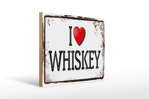 Holzschild 40x30cm i love Whiskey Wanddeko