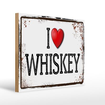 Cartel de madera 40x30cm i love whisky decoración de pared