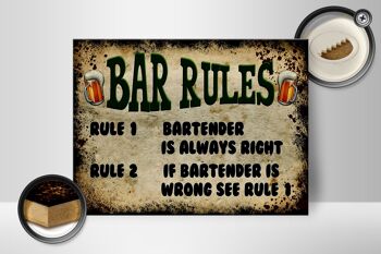Panneau en bois indiquant 40x30cm Règles du bar à bière Barman toujours 2