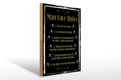 Holzschild Spruch 30x40cm Man cave Rules no sitting Spot