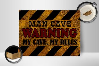 Panneau en bois disant 40x30cm Man Cave avertissant mes règles de grotte 2