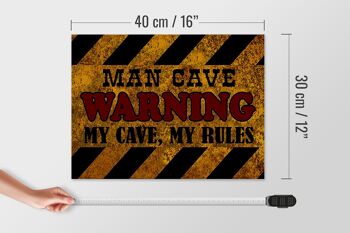 Panneau en bois disant 40x30cm Man Cave avertissant mes règles de grotte 4