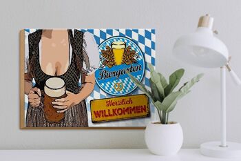 Panneau en bois indiquant 40x30cm Biergarten Bienvenue Bavière 3