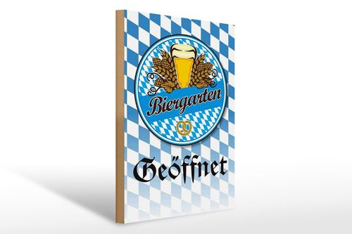 Holzschild Spruch 30x40cm Biergarten Bier Brezel Bayern