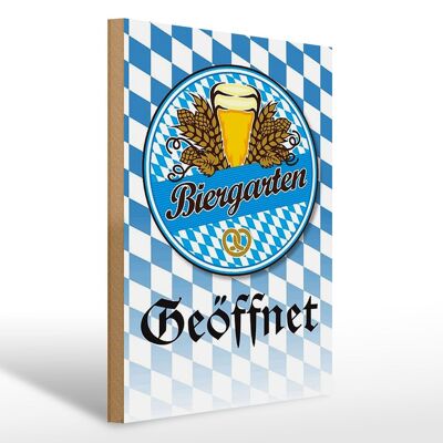 Cartel de madera que dice 30x40cm cervecería al aire libre cerveza pretzel Baviera