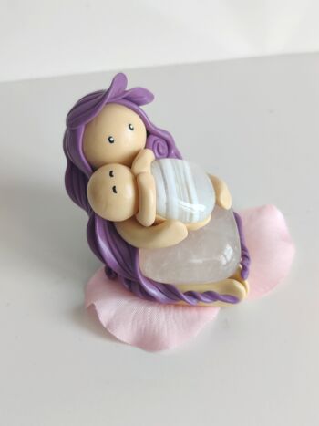 Maman violette Quartz Rose - Bébé Agate Blanche 1