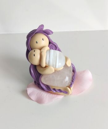 Maman violette Quartz Rose - Bébé Agate Blanche 3