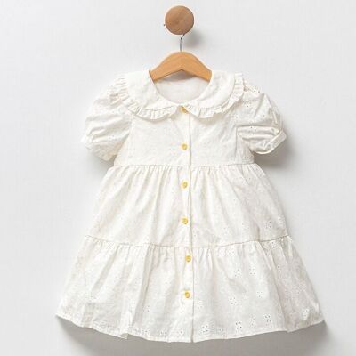Ein Paket mit vier Größen, klassisches Kleid aus geprägtem Baumwollstoff für Mädchen im Alter von 2–5 Jahren