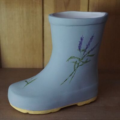 Merryfield Pottery Botanic Wellington Boot Desk Tidy – Lavender Design