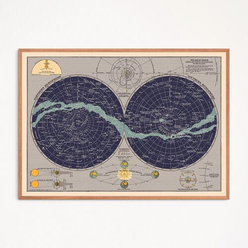 Affiche : Celestial Charts (Bleu Marine)