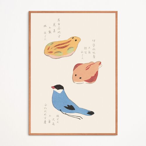 Affiche : Unai No Tomo - Oiseau bleu et Batraciens - A4