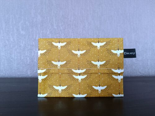 Pochette à savon, enduite, "Grues Jaunes"