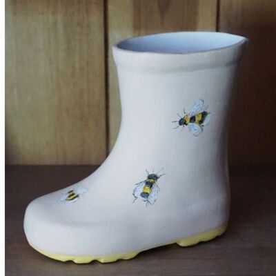 Merryfield Pottery Botanic Wellington Boot Tidy Desk - Bee Design