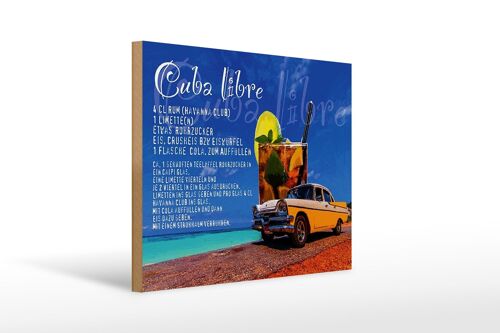 Holzschild Spruch 40x30cm Cuba Libre Rezept Rum Alkohol