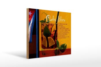 Panneau en bois indiquant 40x30cm Cuba Libre Recette Rhum Havane 1