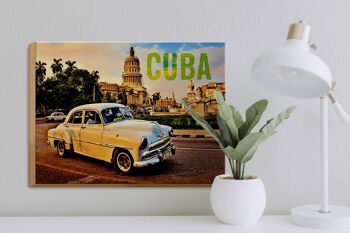 Panneau en bois indiquant 40x30cm Voiture Cuba Voiture Classique Blanche 3