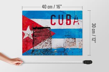 Drapeau en bois 40x30cm, drapeau de Cuba sur un mur 4