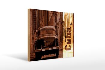 Panneau en bois disant 40x30cm Cuba voiture vintage rétro 1