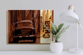 Panneau en bois disant 40x30cm Cuba voiture vintage rétro 3