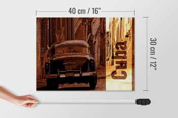 Panneau en bois disant 40x30cm Cuba voiture vintage rétro 4