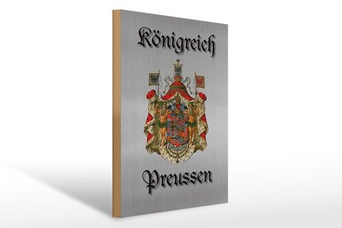 Holzschild Spruch 30x40cm Königreich Preussen Wappen graues Schild