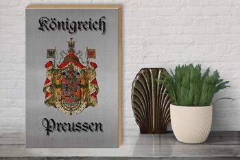 Panneau en bois indiquant les armoiries du Royaume de Prusse, 30x40cm, panneau gris 3