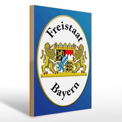 Holzschild Spruch 30x40cm Freistaat Bayern Wappen blaues Schild