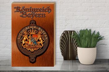 Panneau en bois indiquant les armoiries du Royaume de Bavière 30x40cm 3