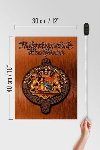 Panneau en bois indiquant les armoiries du Royaume de Bavière 30x40cm 4