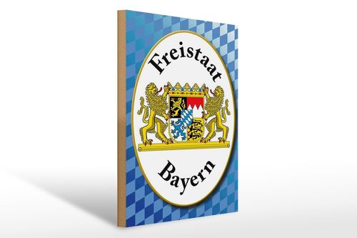 Holzschild Spruch 30x40cm Freistaat Bayern Wappen