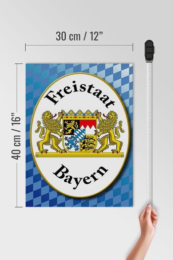 Panneau en bois indiquant les armoiries de l'État libre de Bavière, 30x40 cm 4