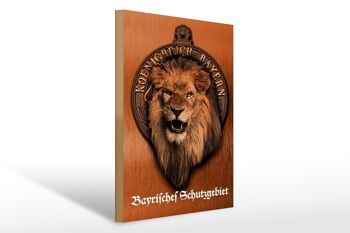 Panneau en bois indiquant Lion du Royaume de Bavière 30x40cm 1