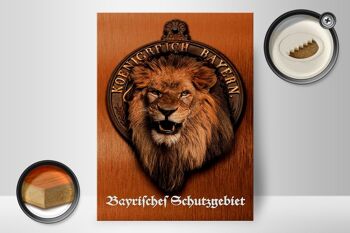 Panneau en bois indiquant Lion du Royaume de Bavière 30x40cm 2