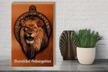 Panneau en bois indiquant Lion du Royaume de Bavière 30x40cm 3