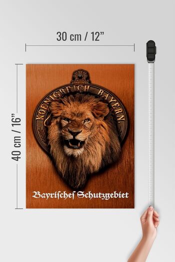Panneau en bois indiquant Lion du Royaume de Bavière 30x40cm 4
