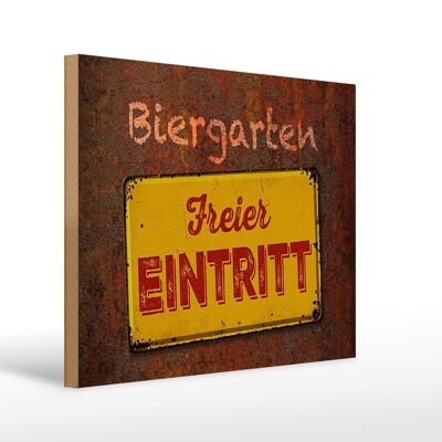 Cartello in legno con scritta "Biergarten" 40x30 cm, ingresso gratuito