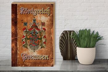 Panneau en bois indiquant les armoiries du Royaume de Prusse 30x40cm 3